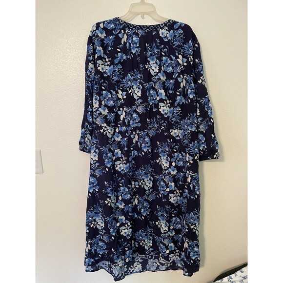 Woman Within 32W Dress Blue Floral V Neck Cottagecore Maxi Summer - Picture 2 of 4